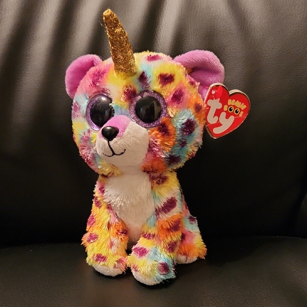 💚Ty Rainbow Leopard Unicorn "Giselle" Plush